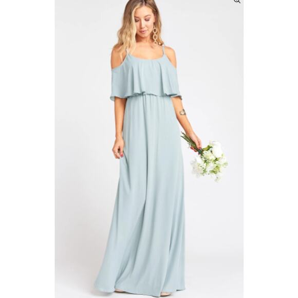 Show Me Your Mumu Silver Sage Caitlin Ruffle Maxi Dress Women's Size Small NWOT - Picture 11 of 11